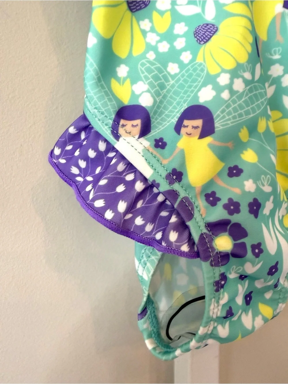 Flap Happy Girls 2T One Piece Swimsuit Aqua Purple Floral Fairy Ruffle NWT